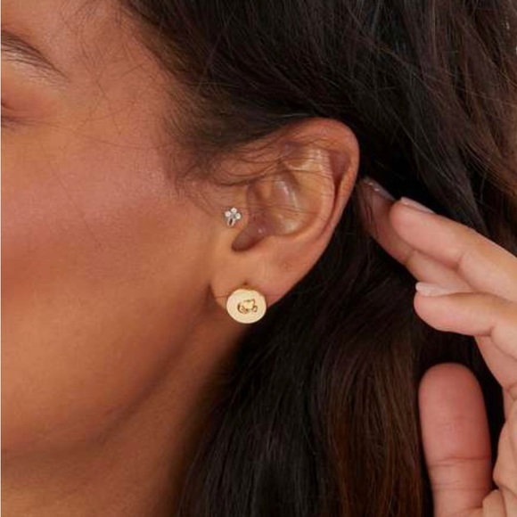 Coach Signature Disc Stud Earrings - Picture 3 of 5